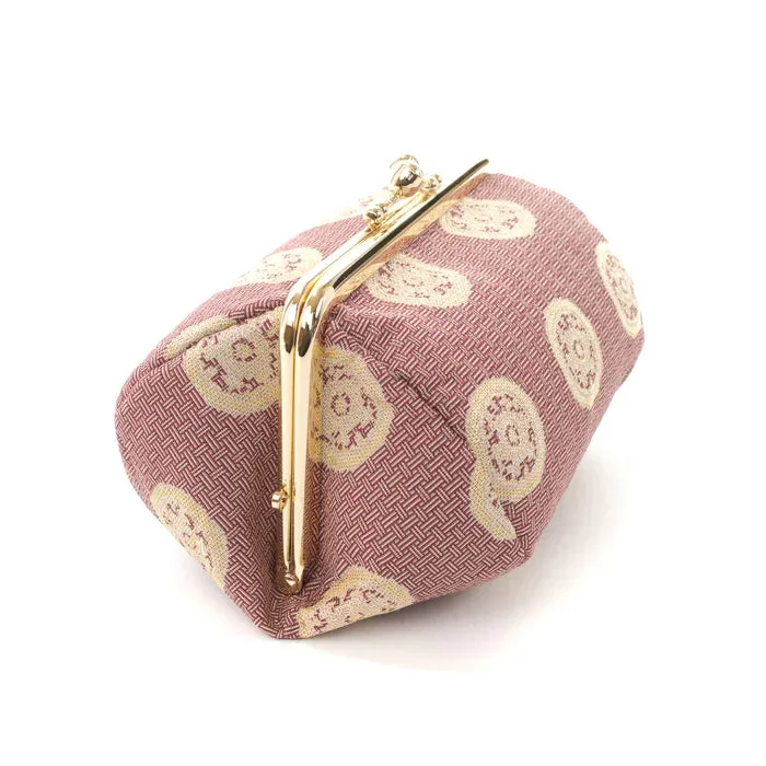 Nishijin-ori Small Pouch - Wheel-shaped Treasure / Purple -, Made in Kyoto, Japan, Cosmetic Pouch, Makeup Pouch, Japanese Gamaguchi Pouch, Travel Toiletry Pouch, Stationery Pouch, Bag organizer, Bag in Bag