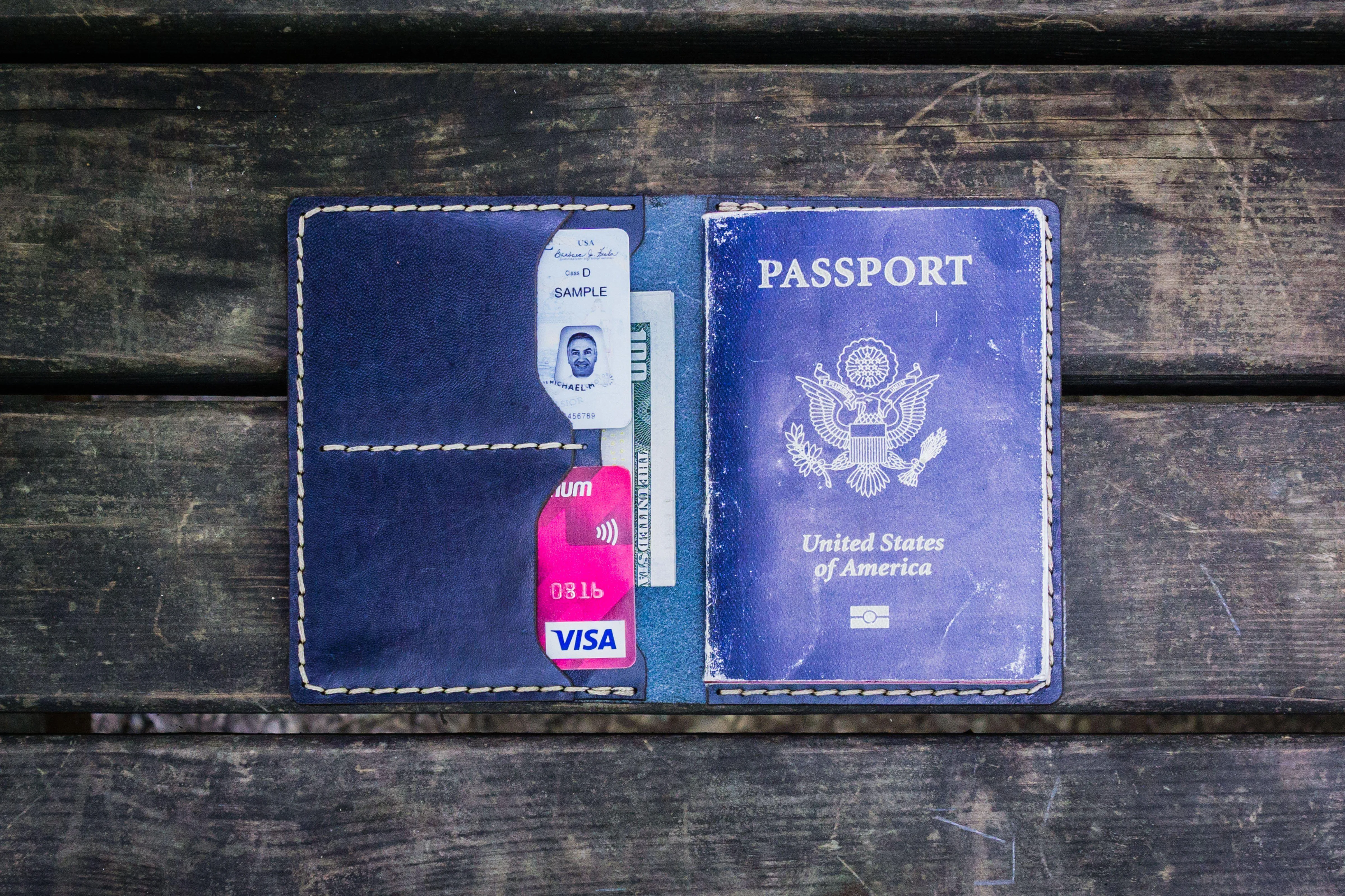 No.06 Leather Passport Holder - Navy Blue