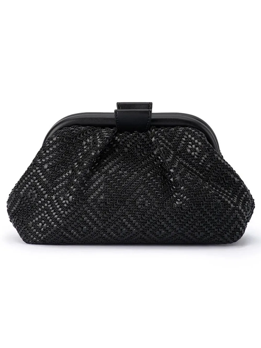 OLGA BERG MINKI GATHERED WOVEN CLUTCH