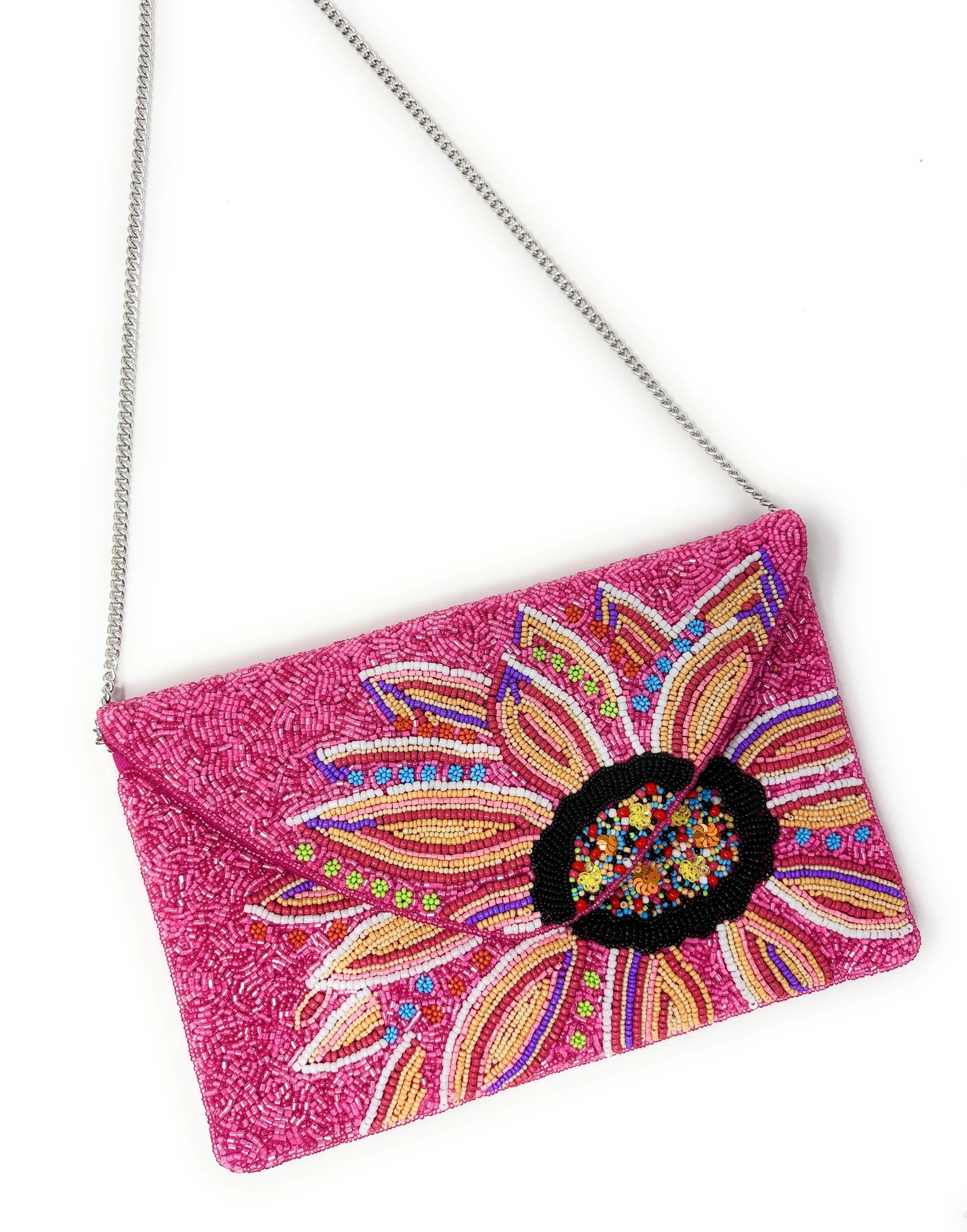 Oliana Beaded Floral Clutch Purse