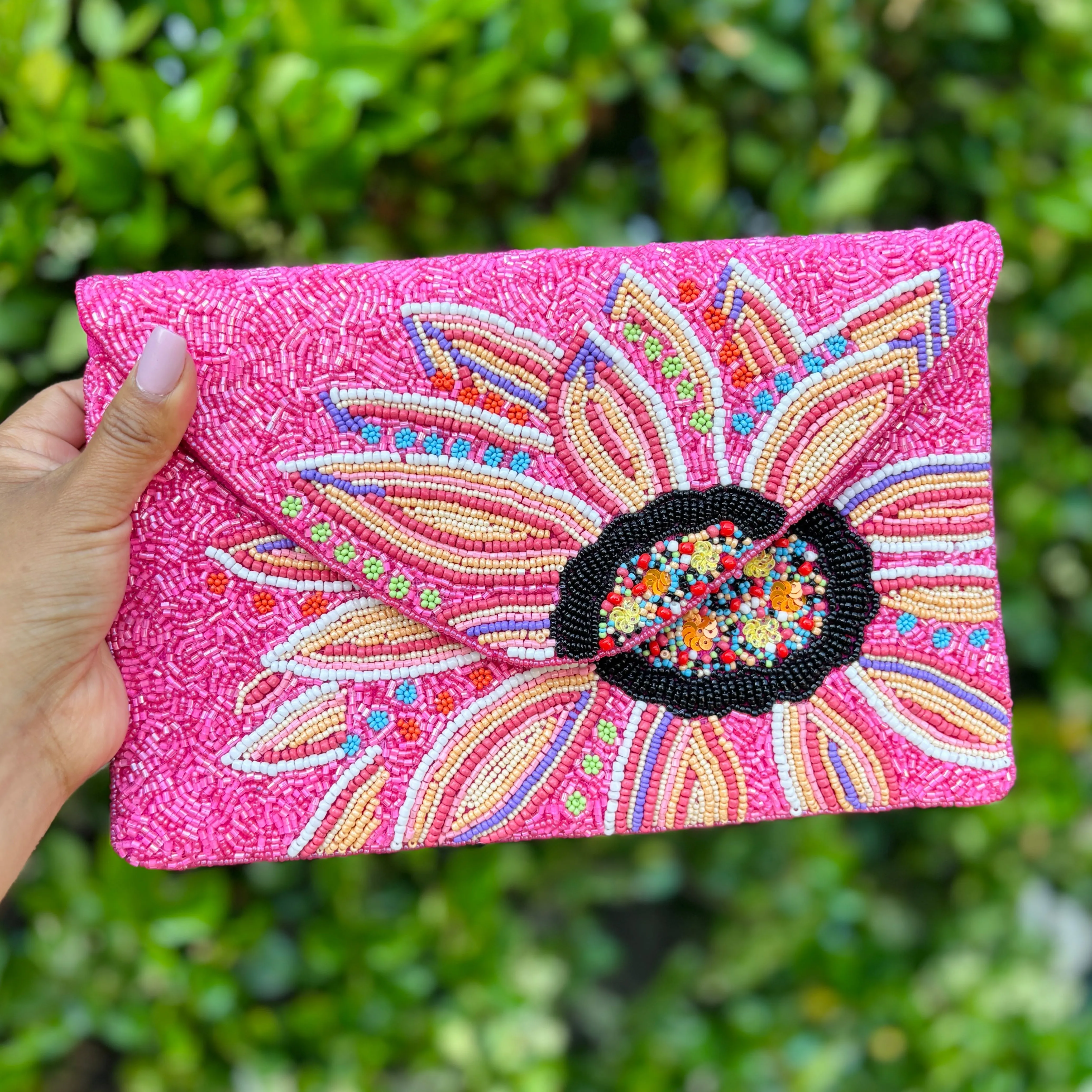 Oliana Beaded Floral Clutch Purse