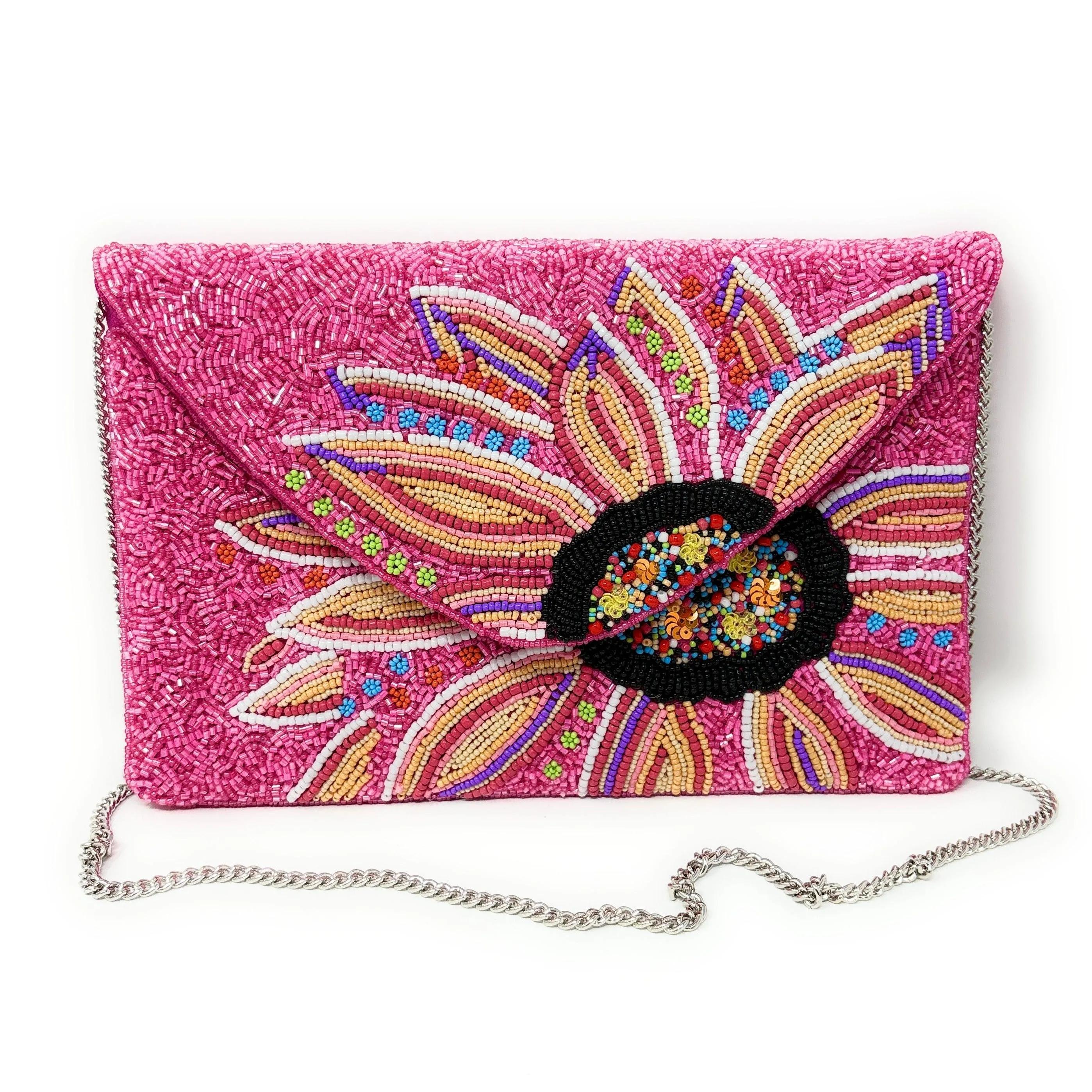 Oliana Beaded Floral Clutch Purse