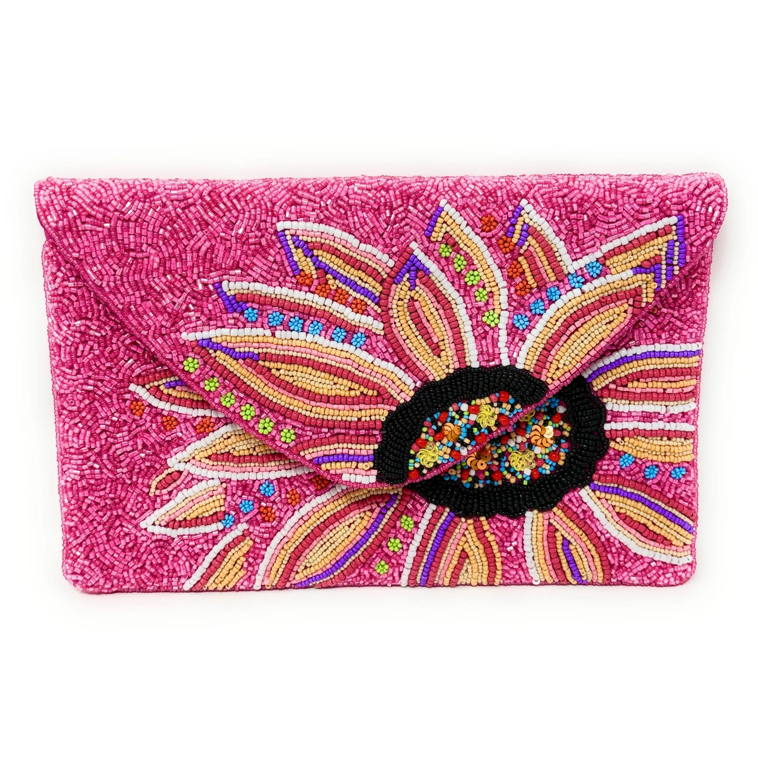 Oliana Beaded Floral Clutch Purse