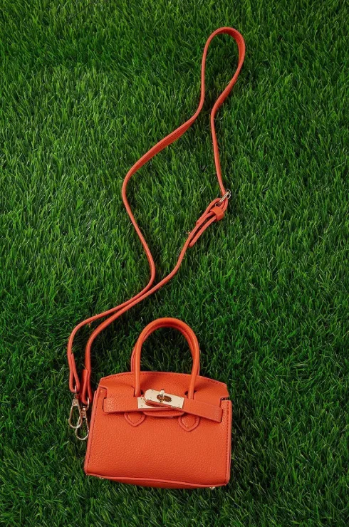 Orange Mini Purse with Crossbody Straps