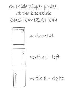 Outside zipper pocket customization to your bag