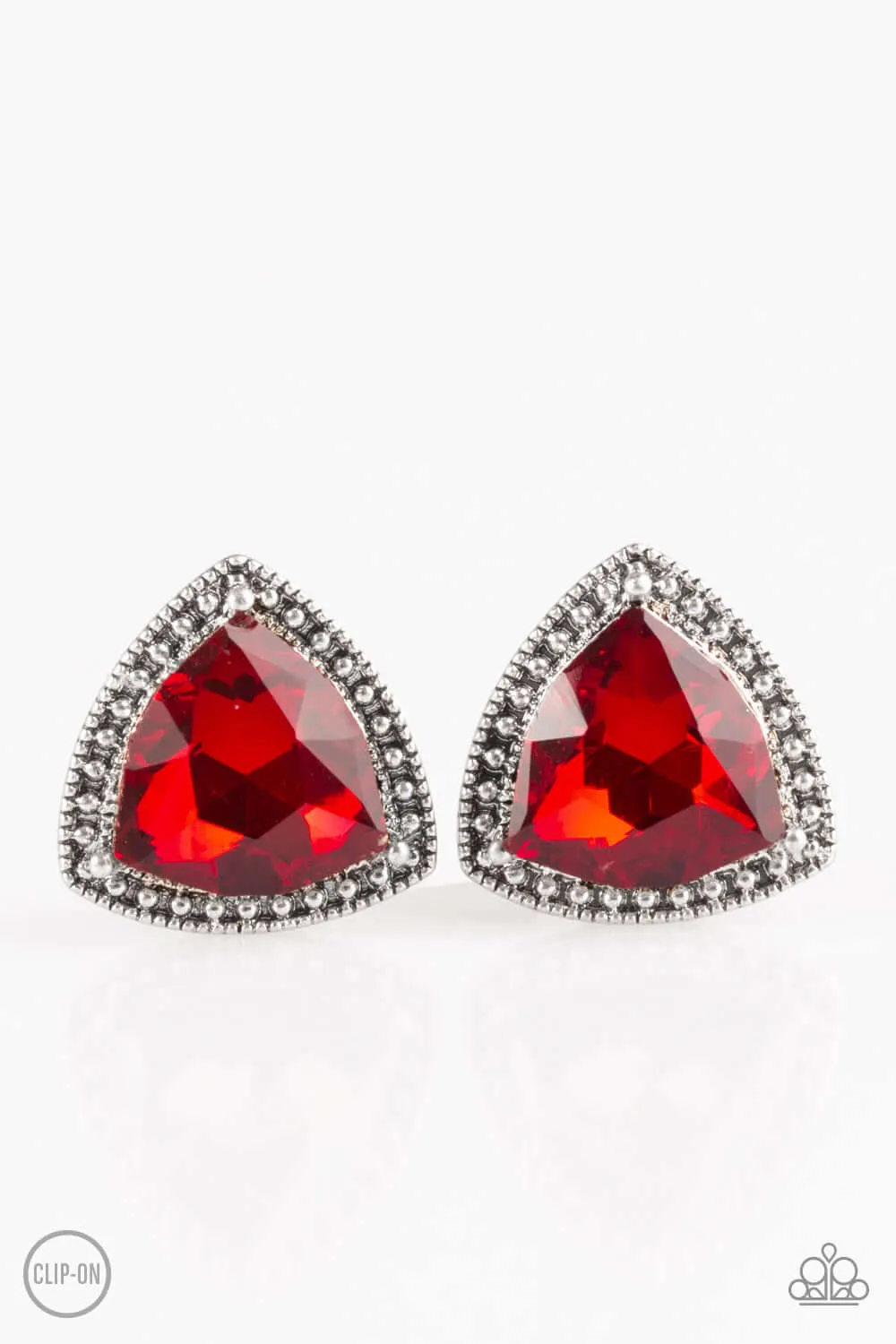 Paparazzi Accessories  - Daringly Duchess Red Clip On Earrings