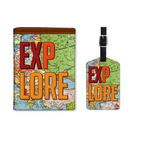 Passport and Luggage Tag Set Travel Case - EXPLORE