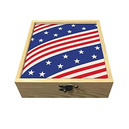 Passport Cover Luggage Tag Wooden Gift Box Set - Flag