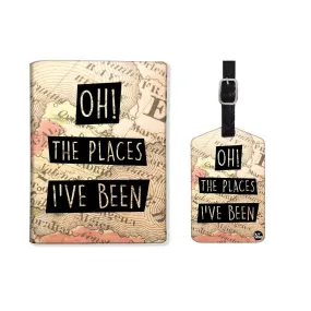 Passport Holder for Men Travel Case with Single Luggage Tag  - Oh! The Places