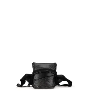 Perforated Leather Belt Bag with Adjustable Waist Strap and Multiple Pockets