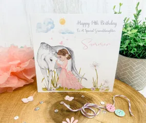 Personalised Birthday Card Horse & Girl