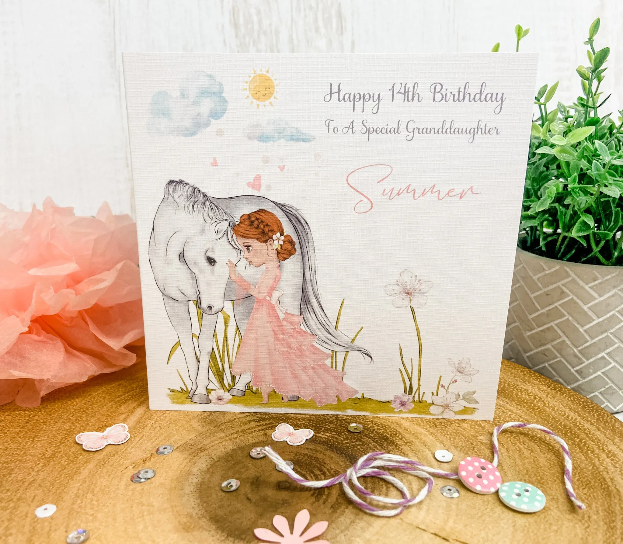 Personalised Birthday Card Horse & Girl