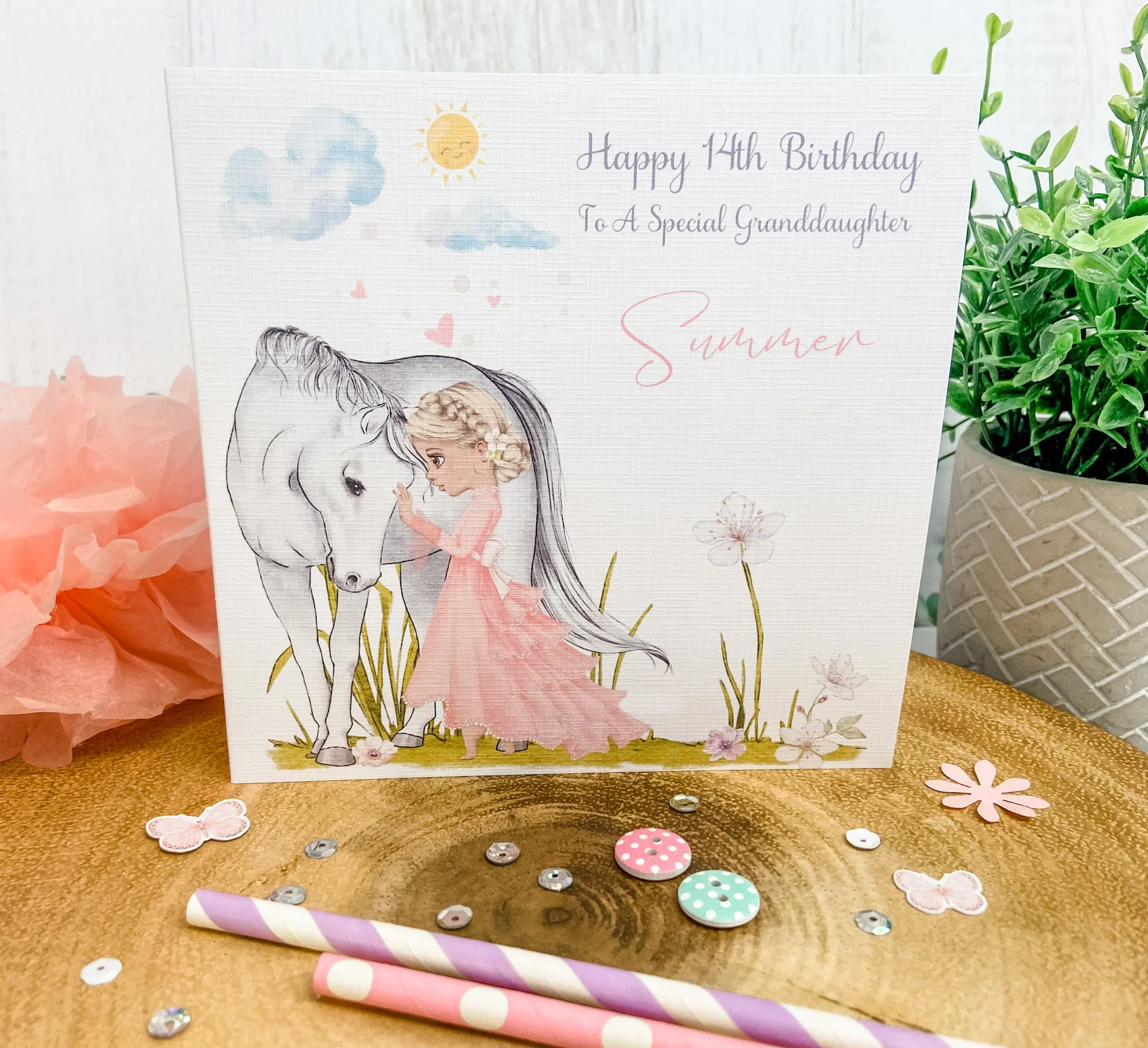 Personalised Birthday Card Horse & Girl