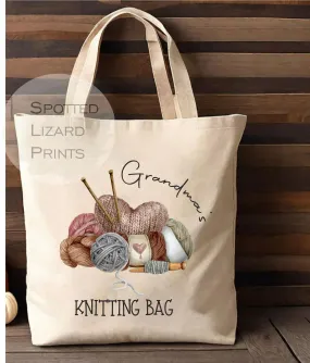 Personalised Knitting Bag - Grandma's Knitting Bag - Nannies Knitting Bag - Craft Bag