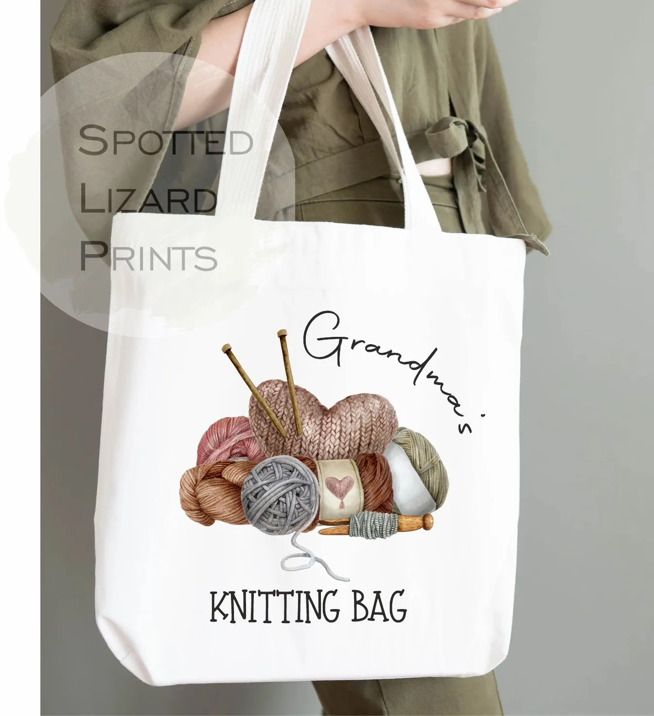 Personalised Knitting Bag - Grandma's Knitting Bag - Nannies Knitting Bag - Craft Bag