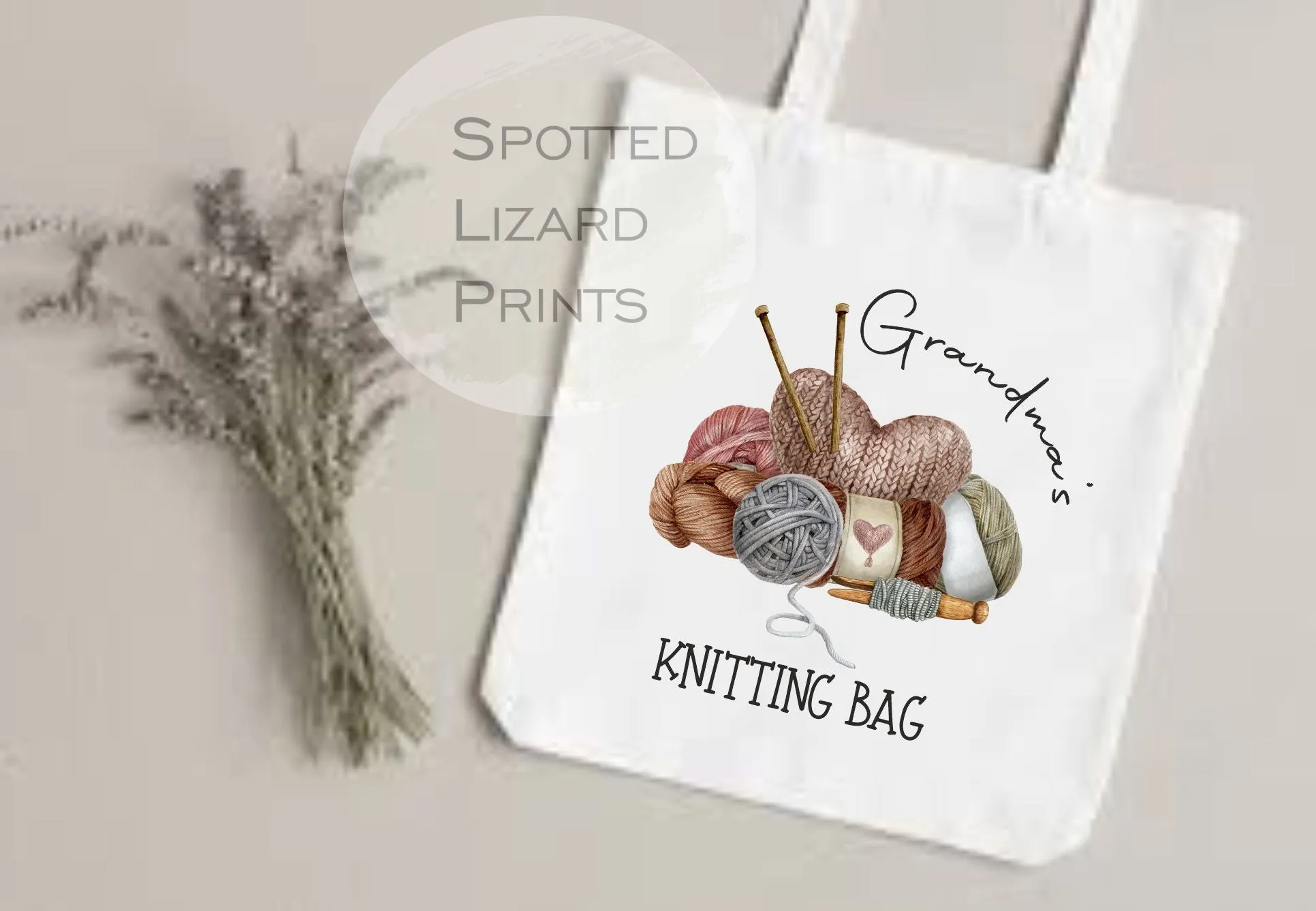 Personalised Knitting Bag - Grandma's Knitting Bag - Nannies Knitting Bag - Craft Bag