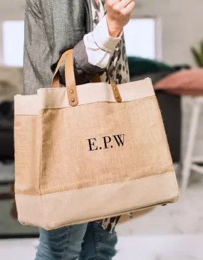 Personalised Natural Jute Shopper With Leather Handles