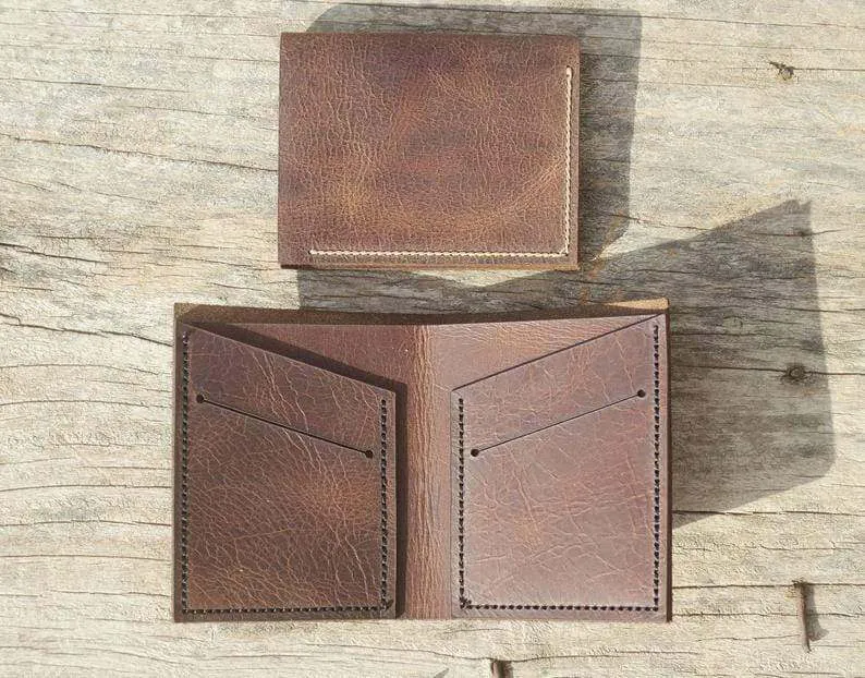 Personalized Leather WALLET, Leather Men's Bi-Fold Pocket Wallet, Card Holder, Gift Wallet, Hand Stitched - Listing # 2030