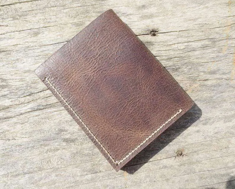 Personalized Leather WALLET, Leather Men's Bi-Fold Pocket Wallet, Card Holder, Gift Wallet, Hand Stitched - Listing # 2030