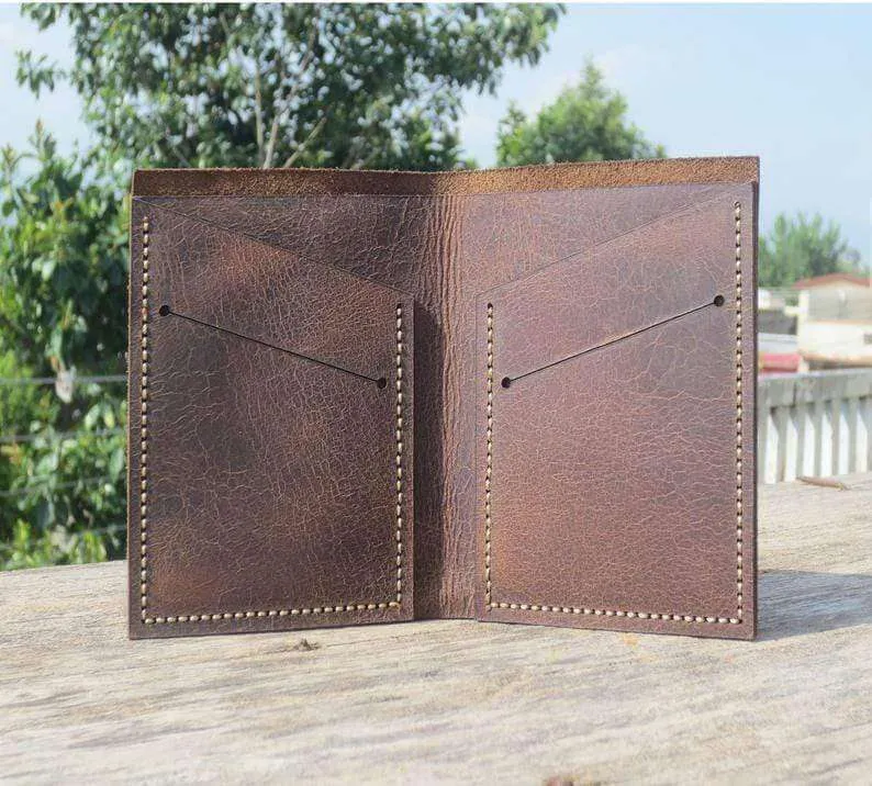 Personalized Leather WALLET, Leather Men's Bi-Fold Pocket Wallet, Card Holder, Gift Wallet, Hand Stitched - Listing # 2030