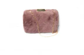 Pink Faux Fur Clutch Bag