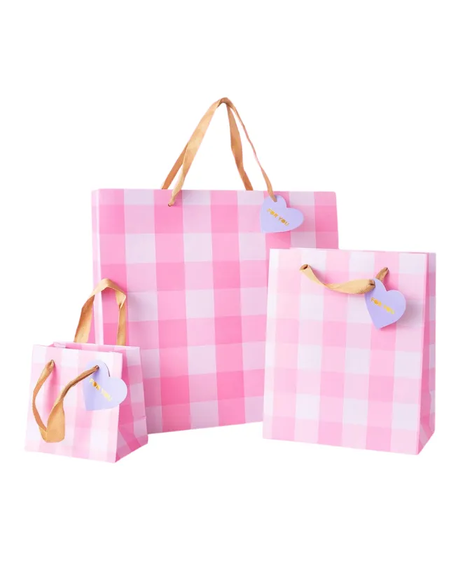 Pink Gingham Gift Bags