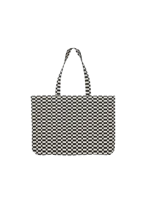 PORTER Ash Black/Off White Checkers - Large Tote bag