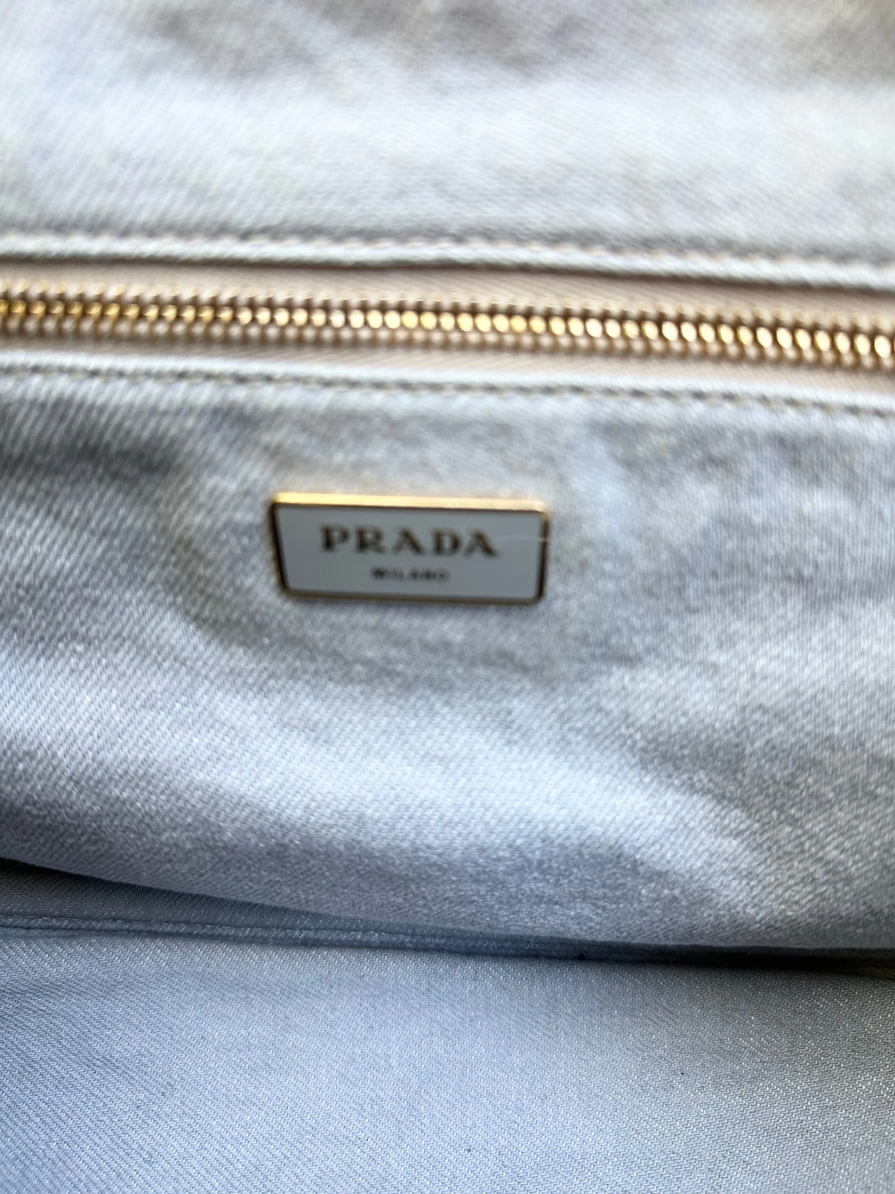 PRADA Large Canada Logo Canvas Shopping Tote