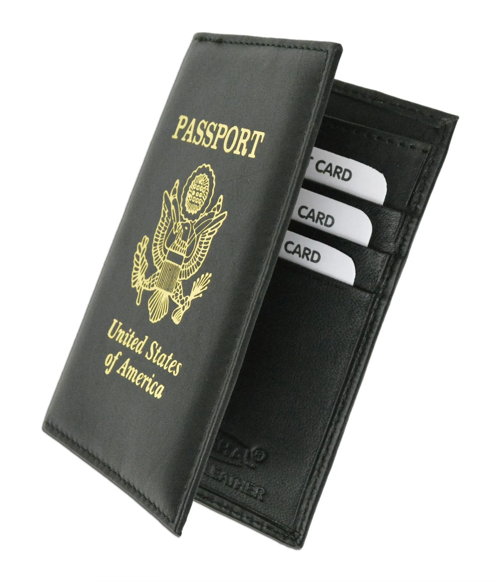 Premium Leather United States Passport Holder Card Holder Golden Print Emblem P 601 USA