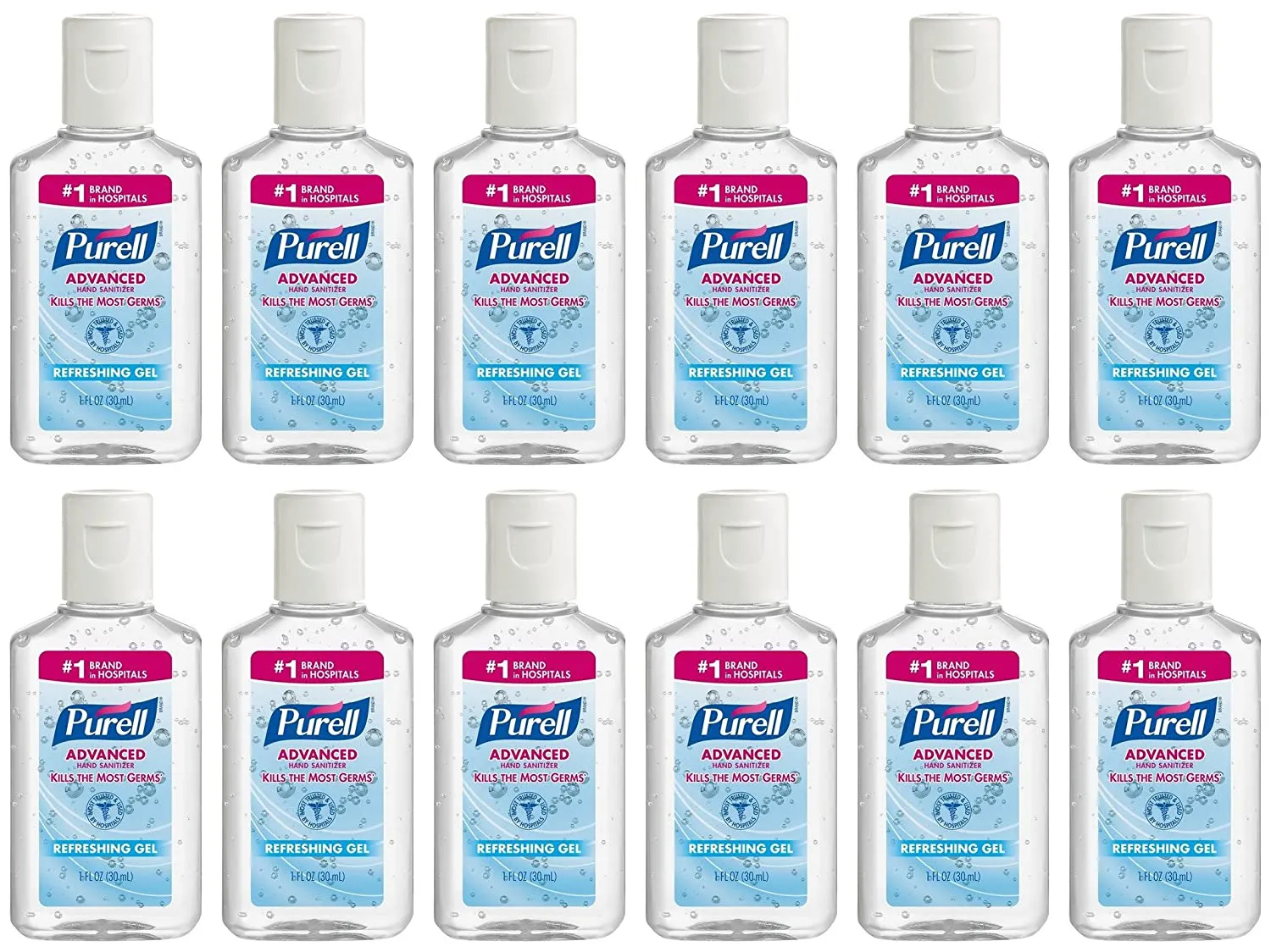 Purell Advanced Hand Sanitizer Refreshing Gel, 1 Fl Oz (12-Pack)