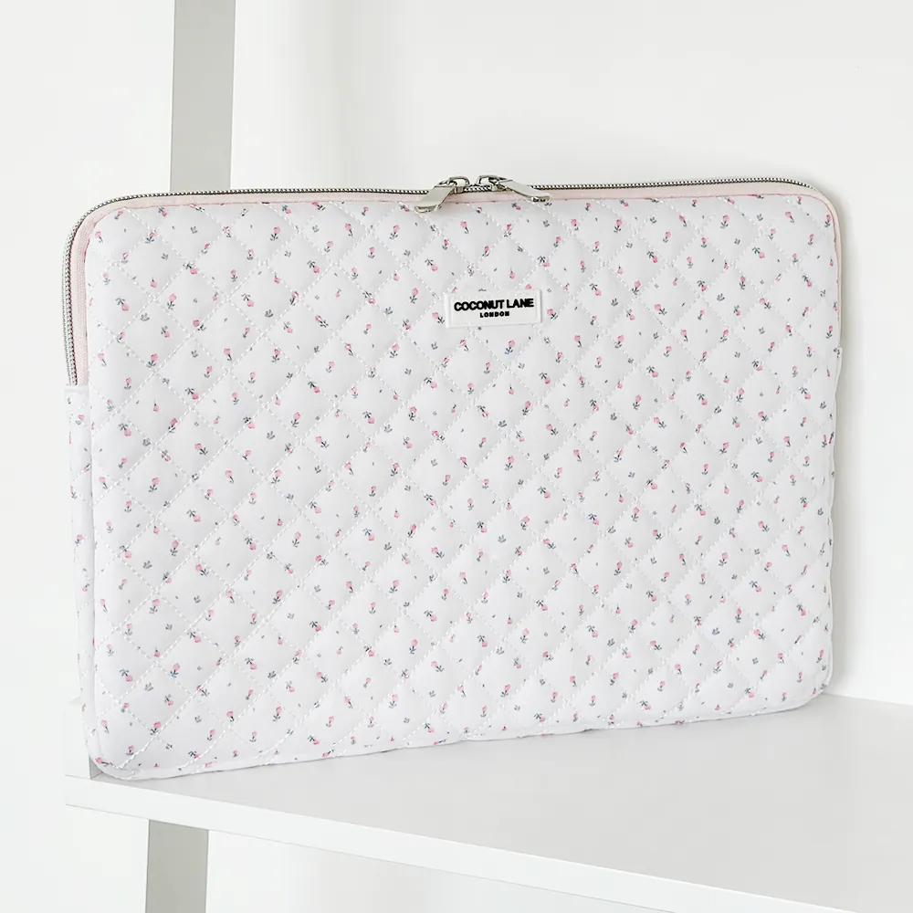 Quilted Ditsy Floral White Laptop Sleeve