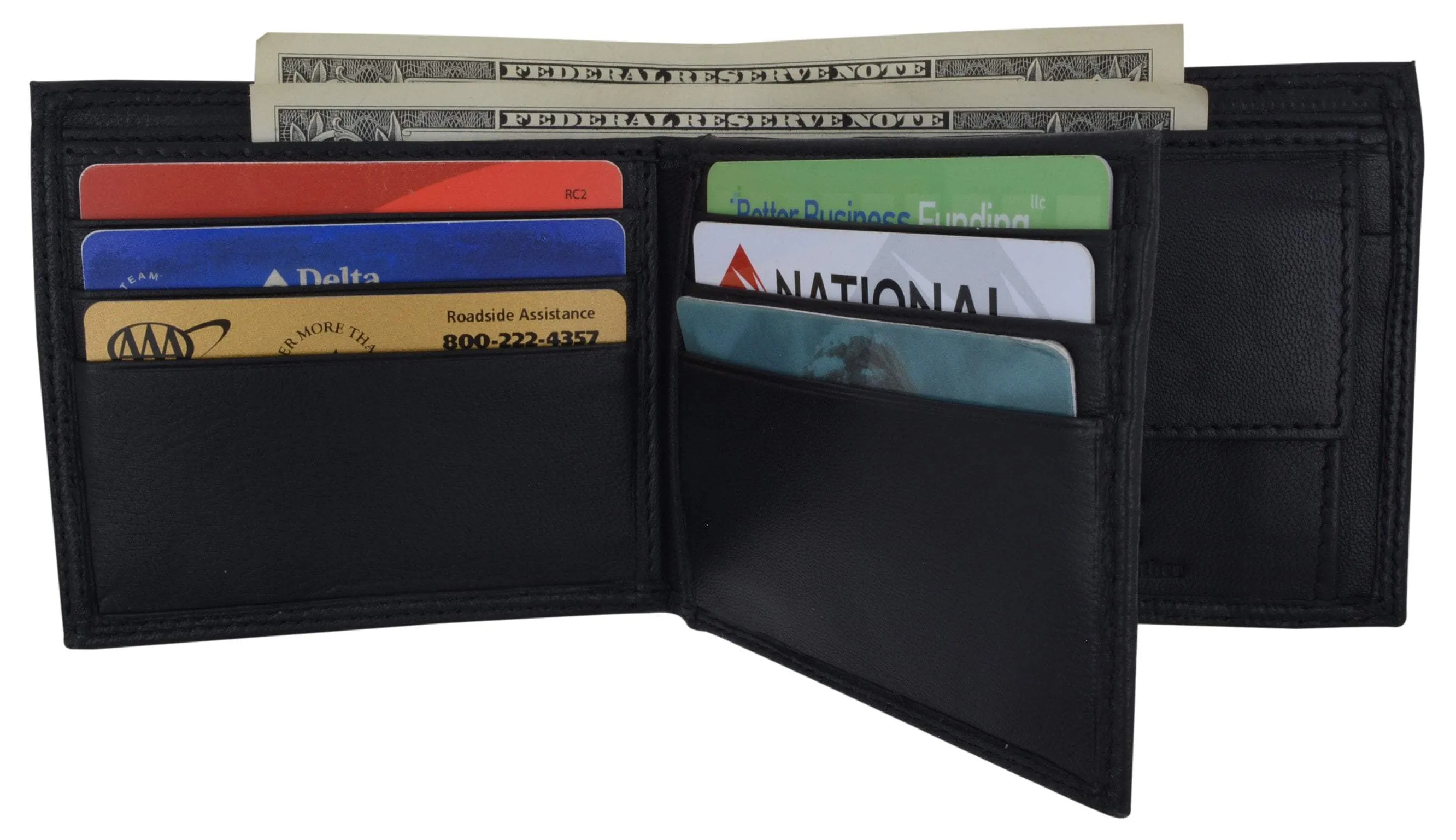 RFID Blocking Men's Bifold Premium Leather Credit Card ID Holder Wallet with Coin Pouch by Swiss Marshall