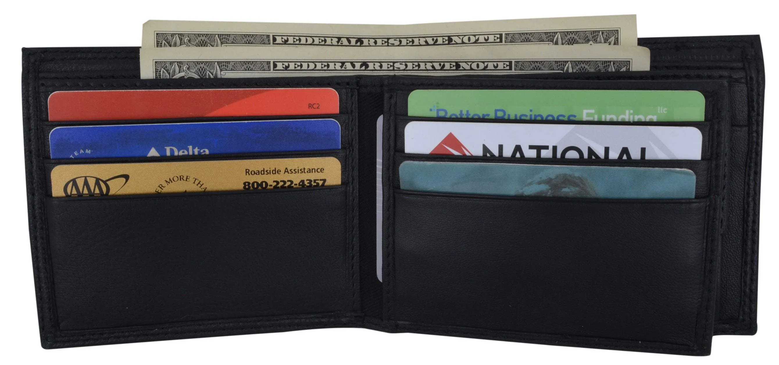 RFID Blocking Men's Bifold Premium Leather Credit Card ID Holder Wallet with Coin Pouch by Swiss Marshall