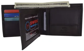 RFID Blocking Men's Bifold Premium Leather Credit Card ID Holder Wallet with Coin Pouch by Swiss Marshall