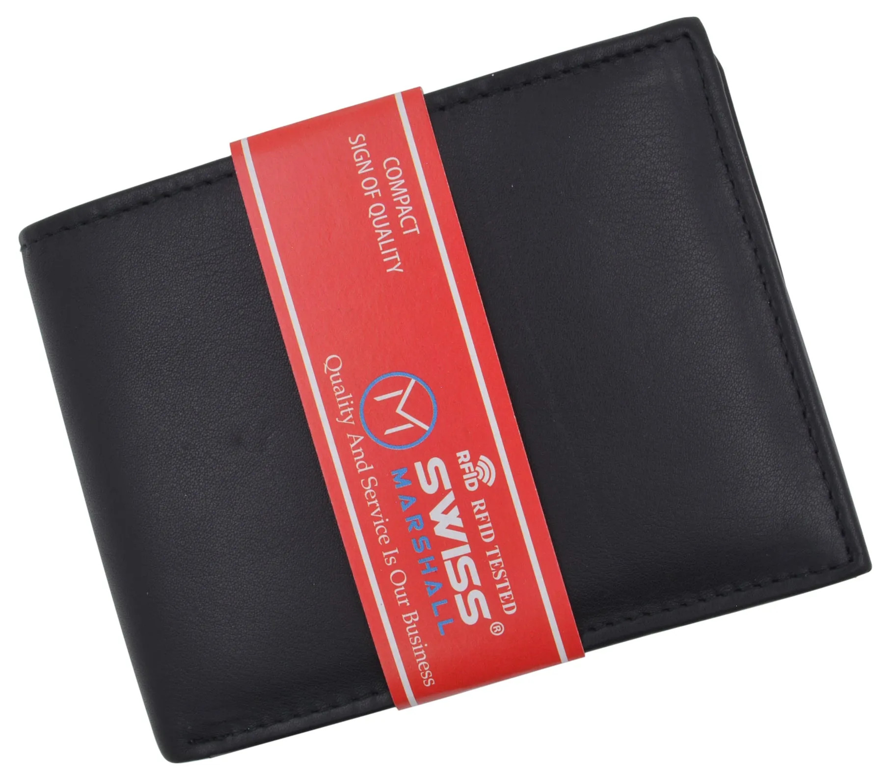 RFID Mens Soft Leather Black Bifold Wallet With Removable Multi-Card ID Holder