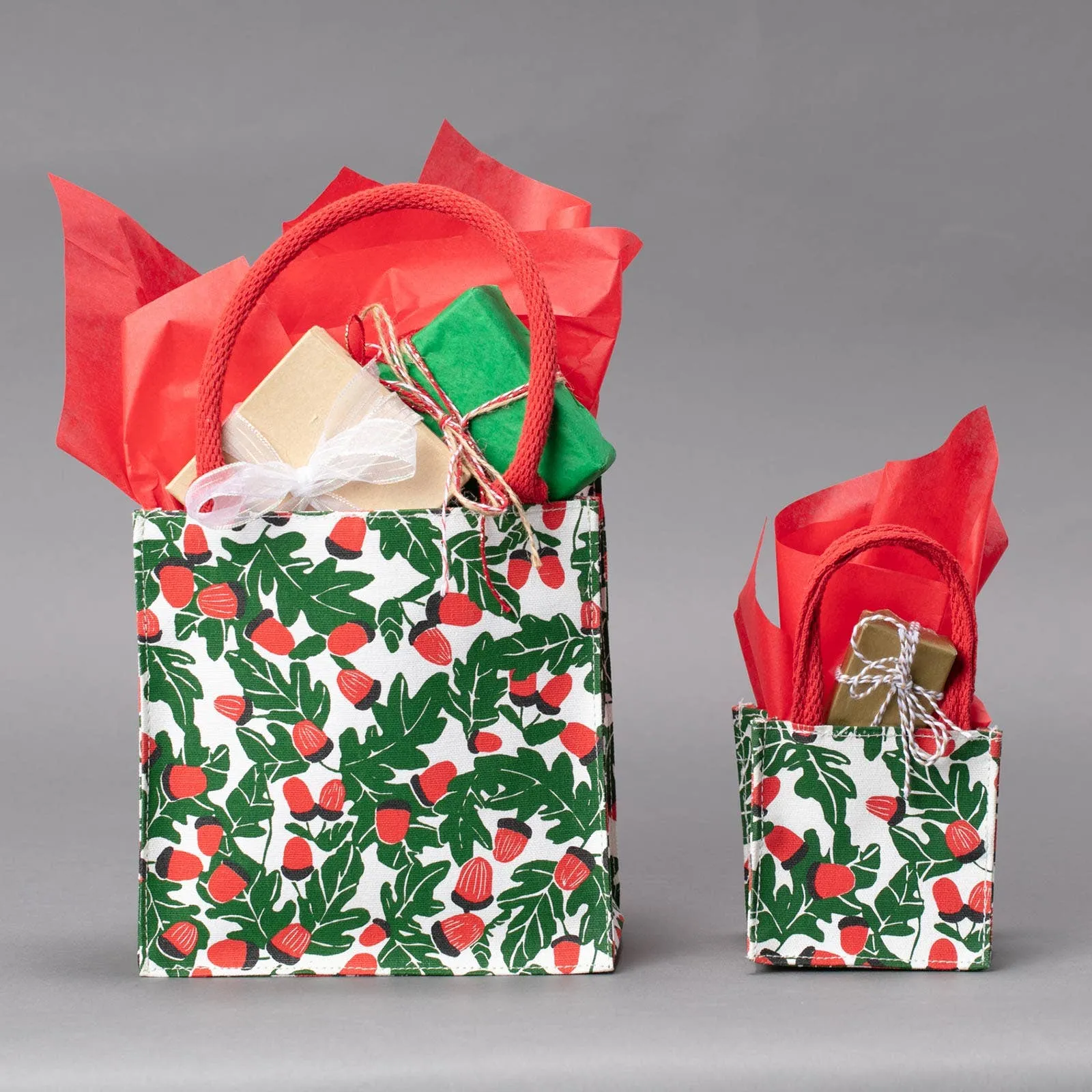 rockflowerpaper - HOLIDAY ACORNS Itsy Bitsy Reusable Gift Bag Tote