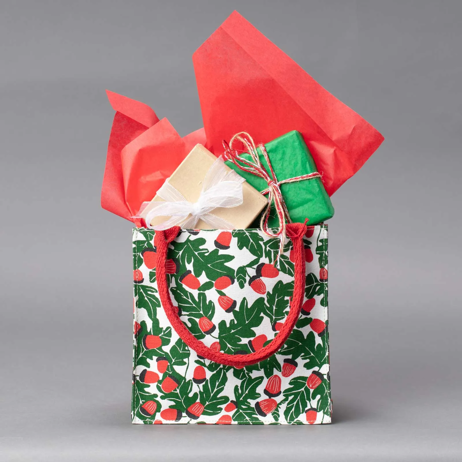 rockflowerpaper - HOLIDAY ACORNS Itsy Bitsy Reusable Gift Bag Tote