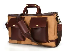 Salinas Leather Canvas Travel Bag - Camel