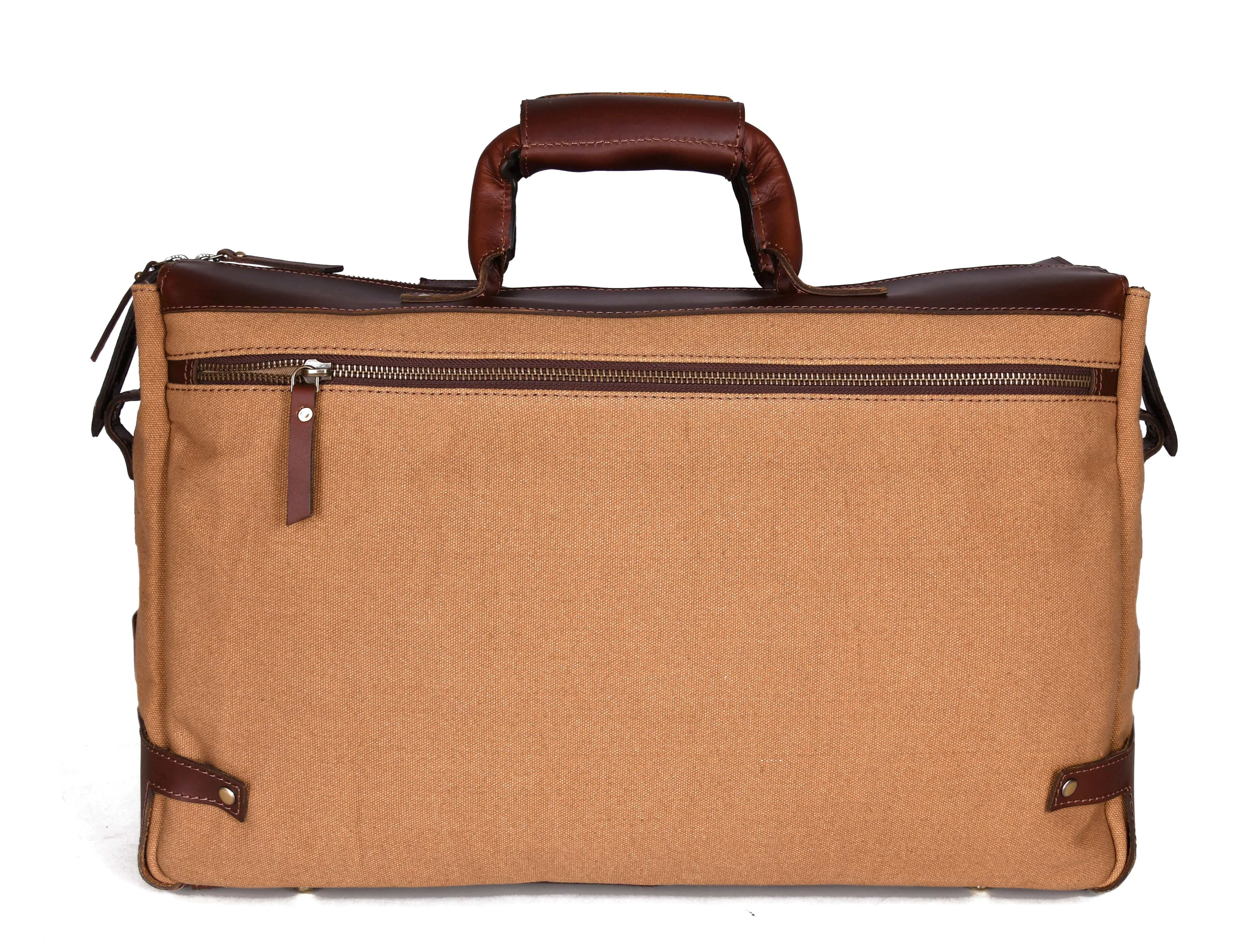 Salinas Leather Canvas Travel Bag - Camel