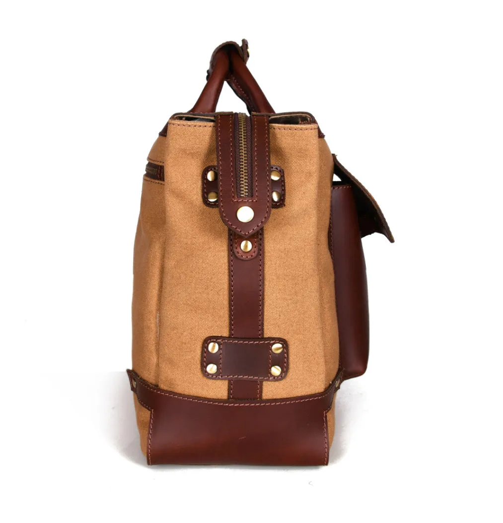 Salinas Leather Canvas Travel Bag - Camel