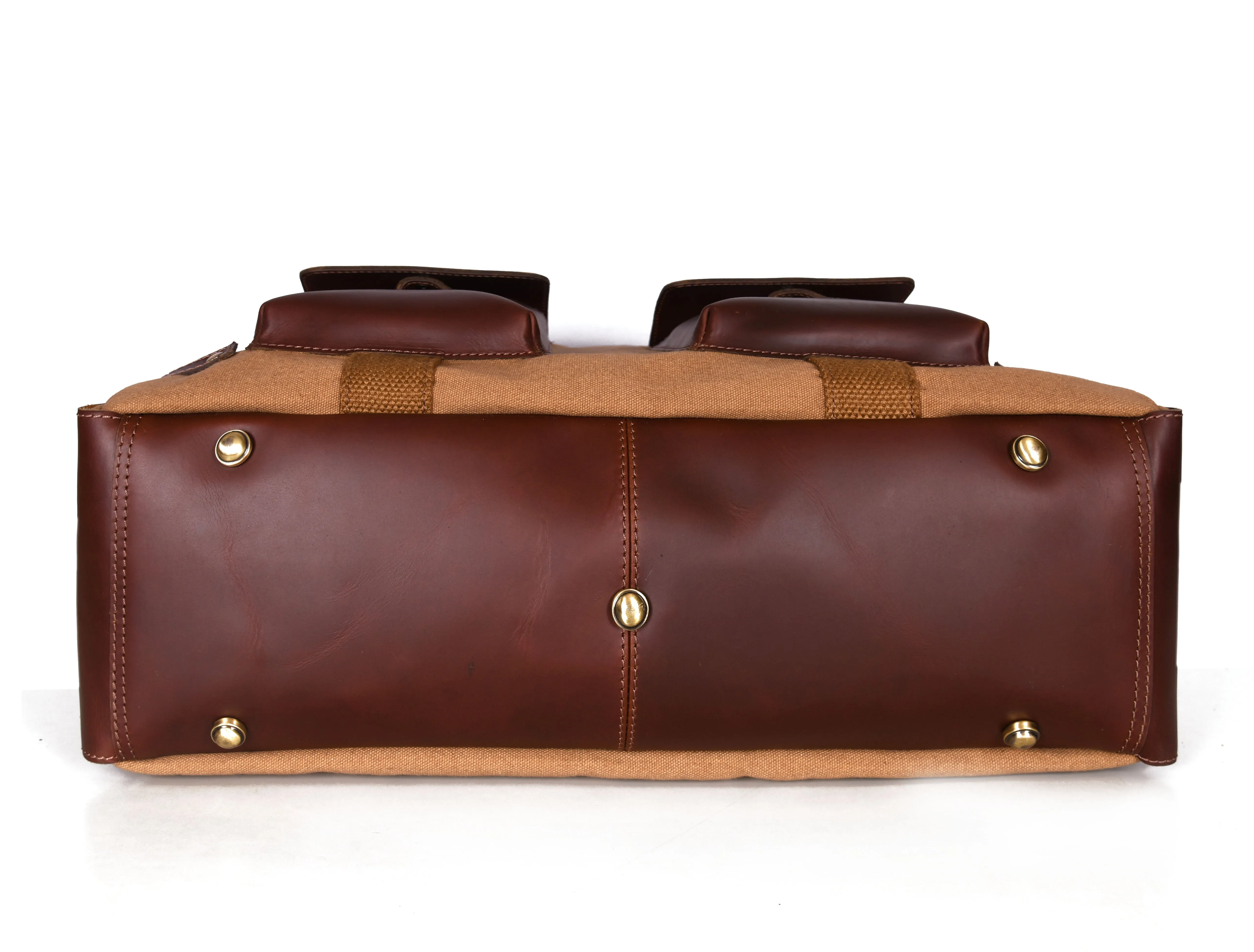 Salinas Leather Canvas Travel Bag - Camel