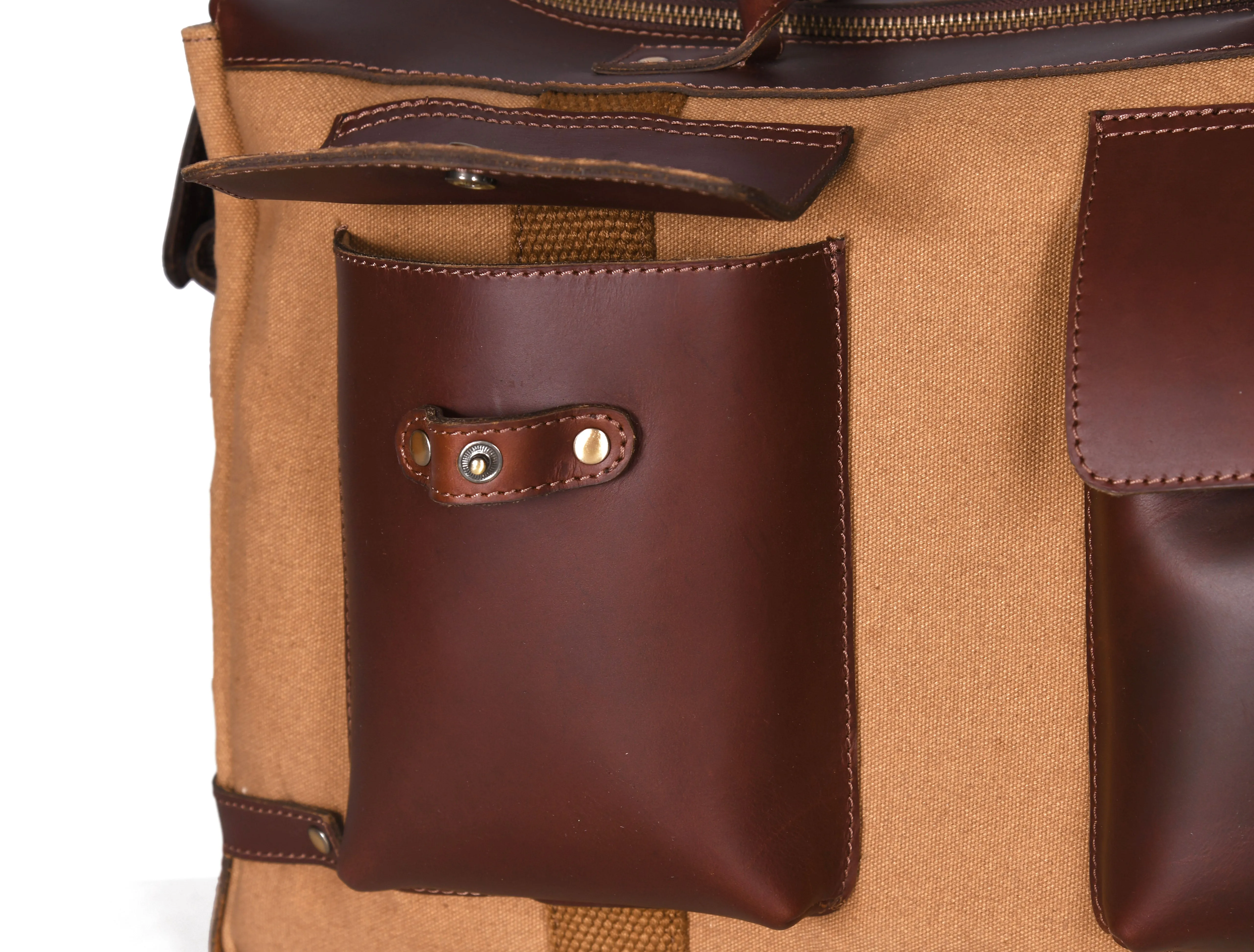 Salinas Leather Canvas Travel Bag - Camel