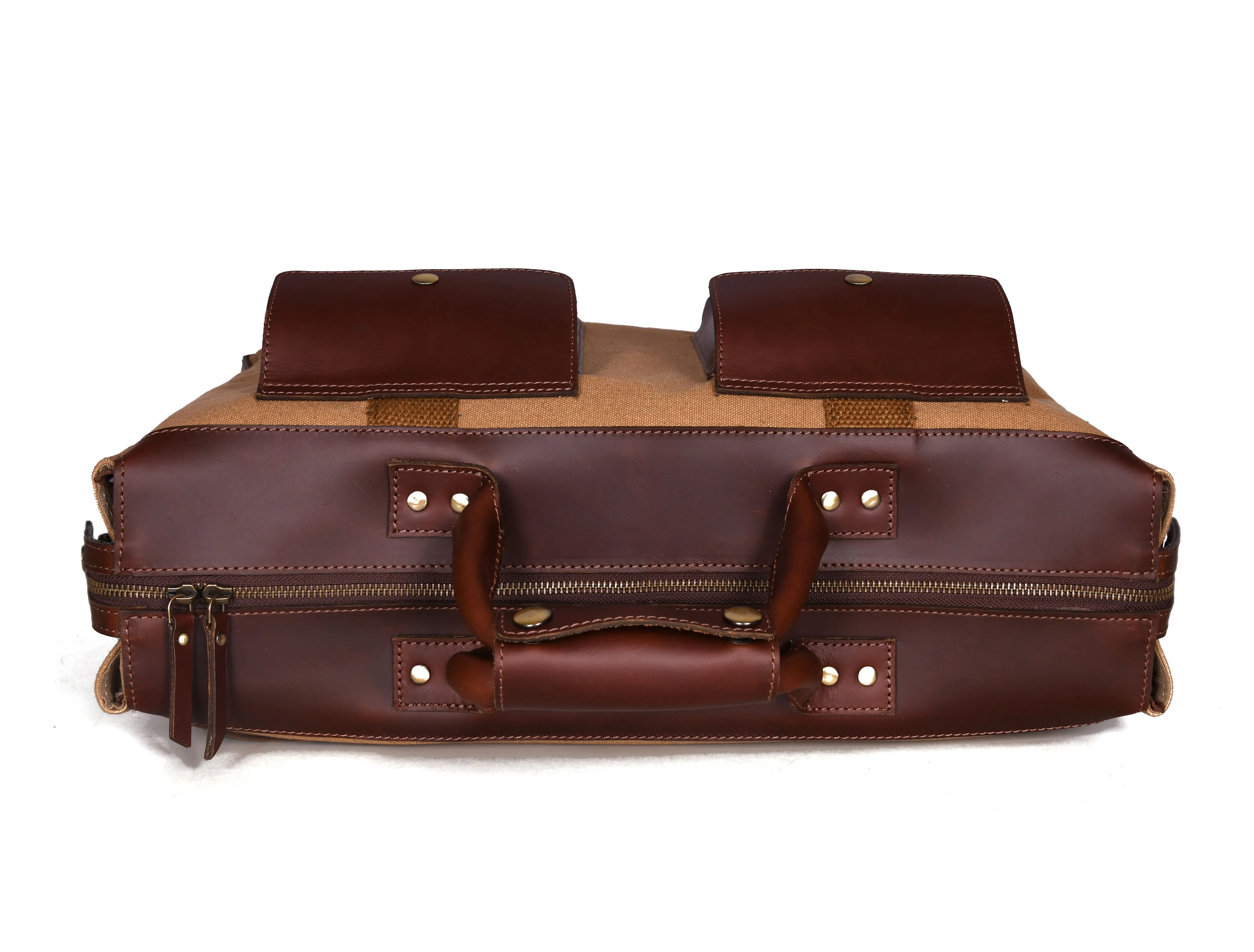 Salinas Leather Canvas Travel Bag - Camel