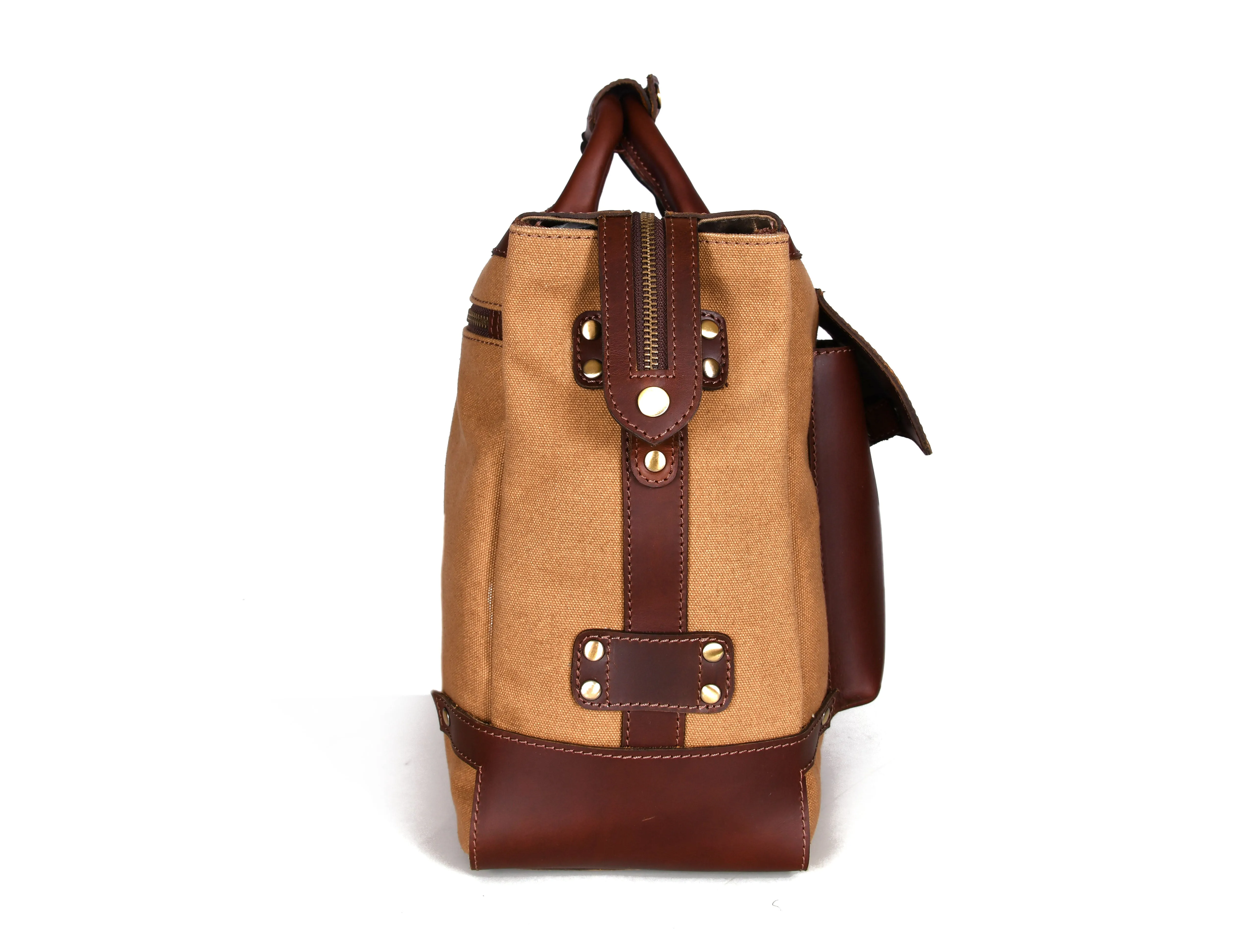 Salinas Leather Canvas Travel Bag - Camel