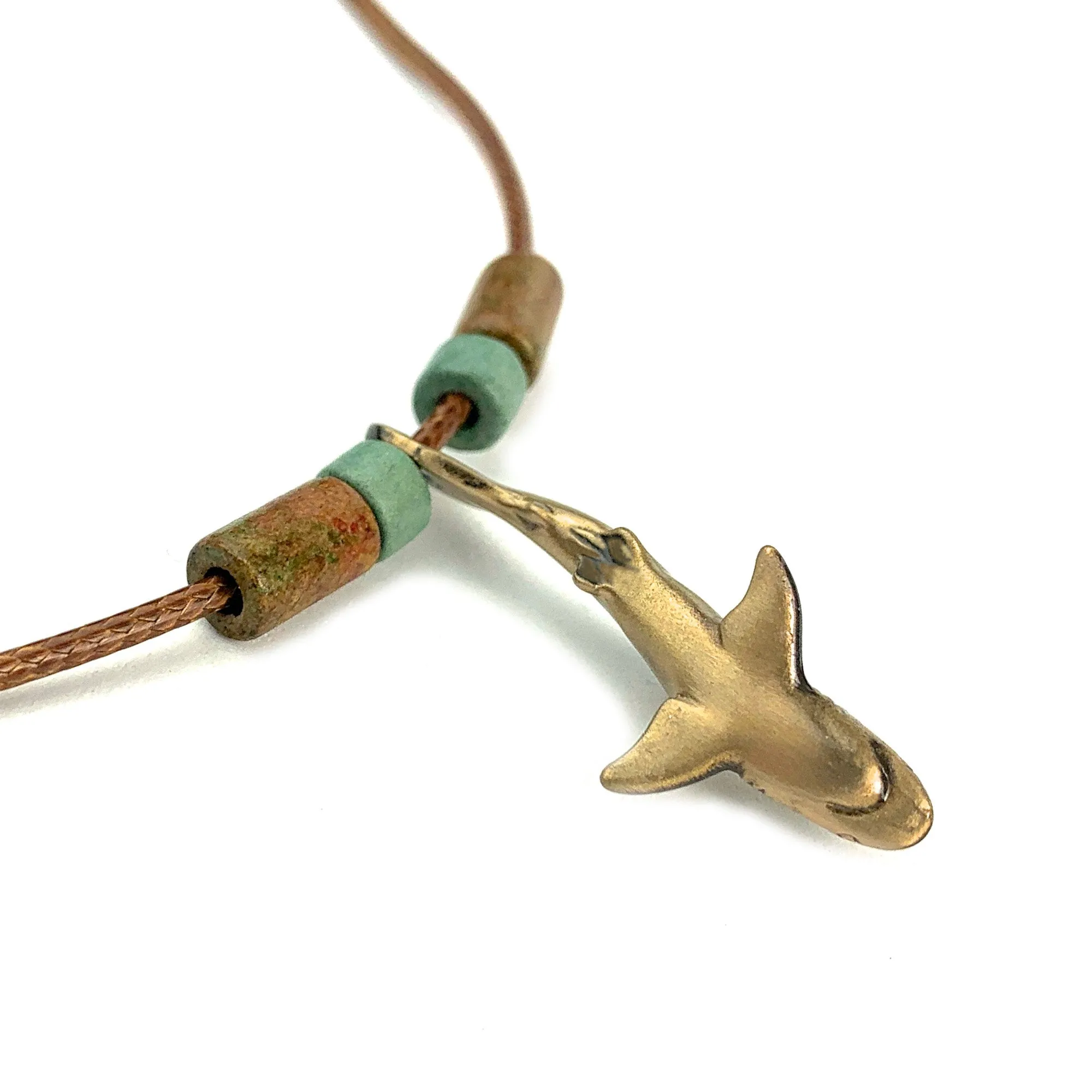 Shark Necklace for Men and Women Bronze- Bronze Reef Shark Necklace for Women, Bronze Reef Shark Necklace,Shark Jewelry