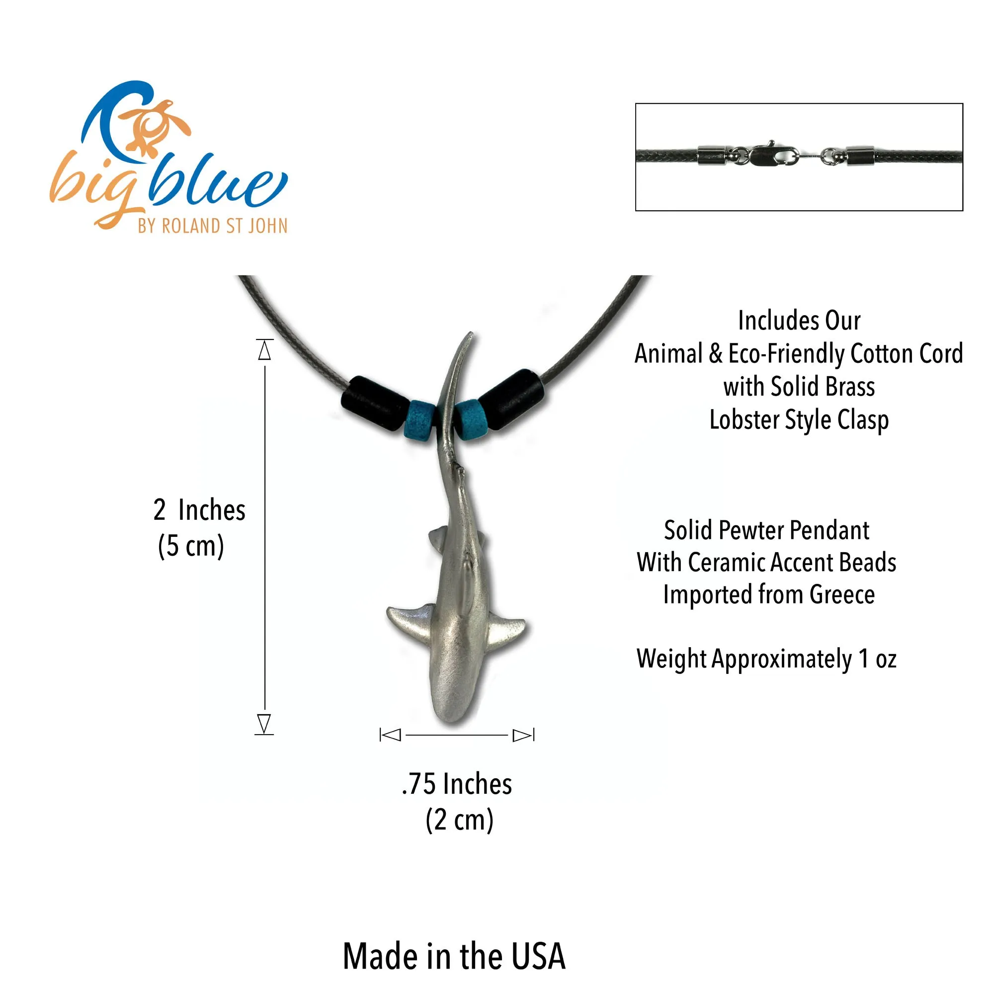 Shark Necklace for Men and Women- Reef Shark Necklace for Women, Gifts for Shark Lovers, Shark Jewelry, Reef Shark Pendant, Gifts for Scuba Divers