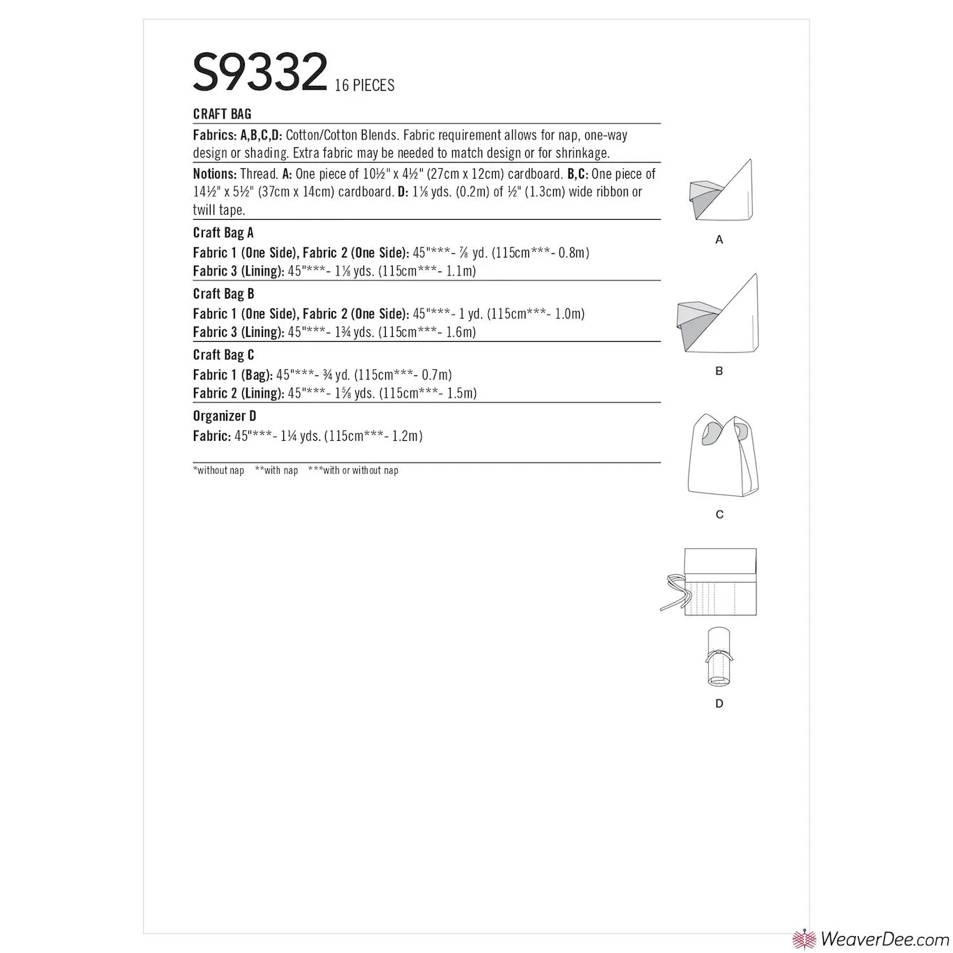 Simplicity Pattern S9332 Craft Bags