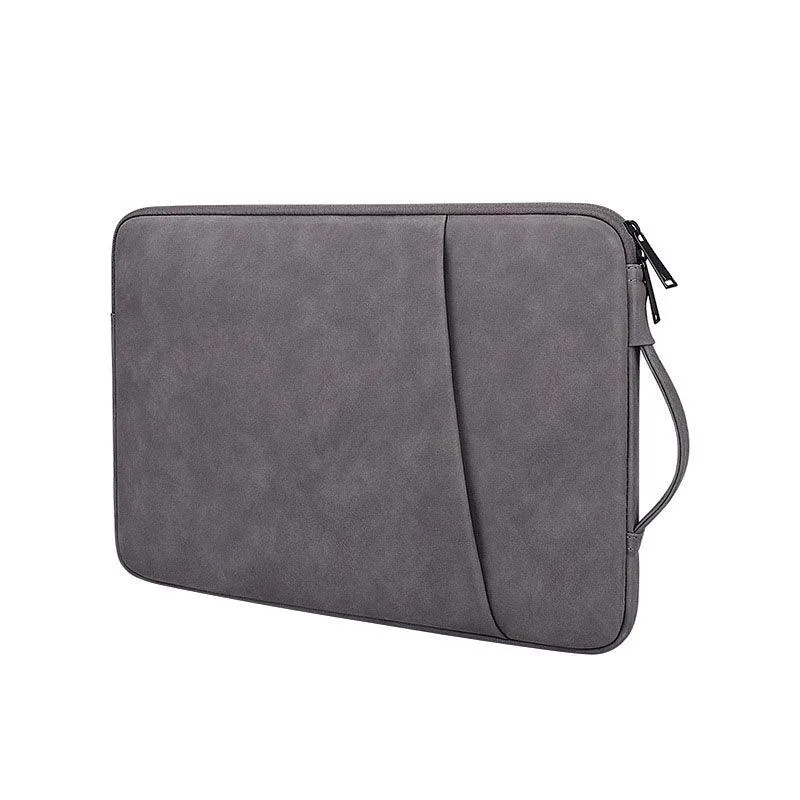 Sleek And Stylish Slant Zipper Designed Laptop Sleeve- Khaki