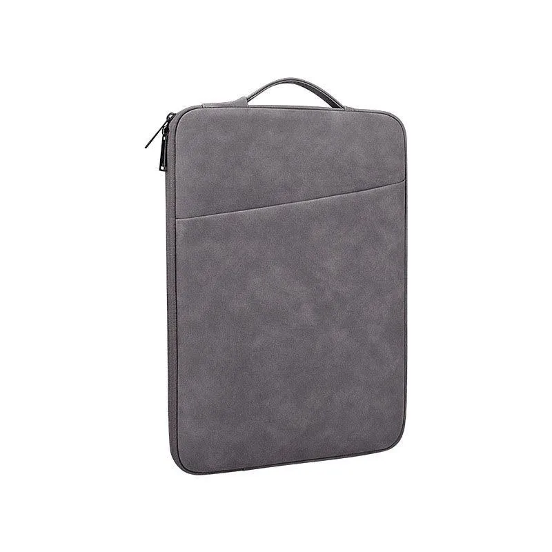 Sleek And Stylish Slant Zipper Designed Laptop Sleeve- Khaki