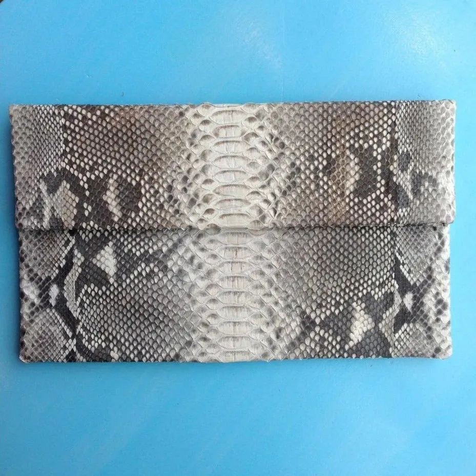 Snake Clutch - White & Grey